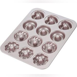 CHEFMADE Non-Stick 12-Cavity Donut Cake Pan – Champagne Gold